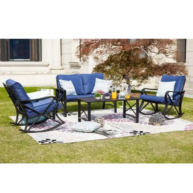 Ensemble conversationnel 5 pièces comprenant un causeuse et un fauteuil à bascule d'extérieur PATIO FESTIVAL