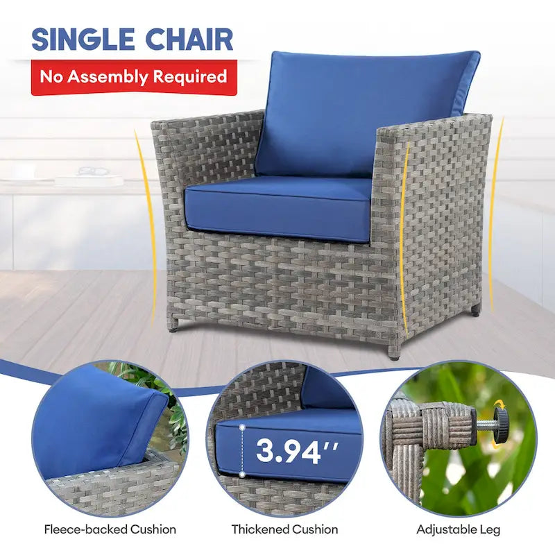 XIZZI Ensemble de meubles de jardin 10 pièces Fauteuil pivotant et basculant avec foyer