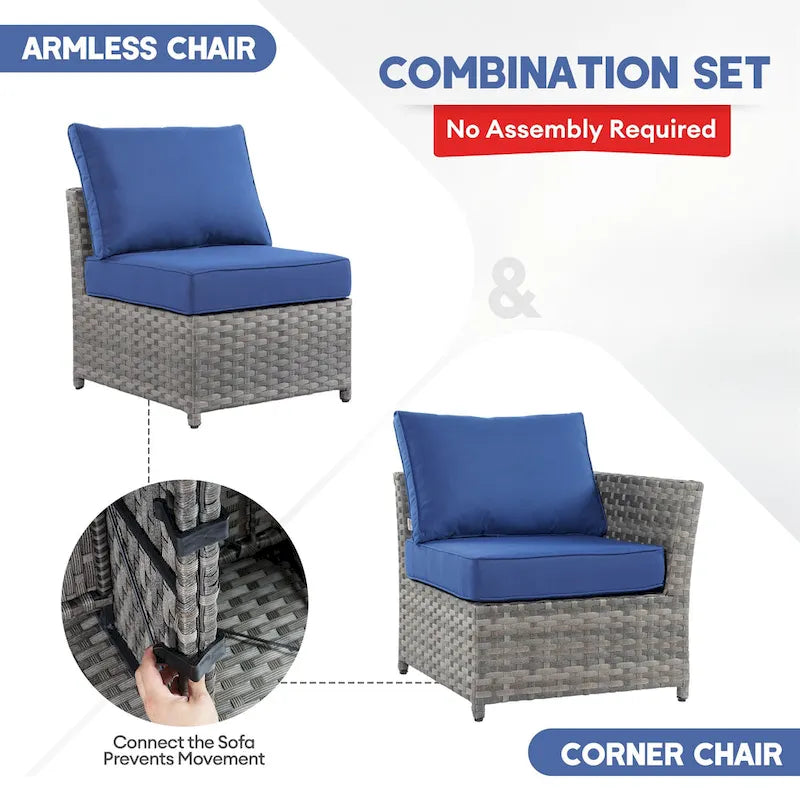 XIZZI Ensemble de meubles de jardin 10 pièces Fauteuil pivotant et basculant avec foyer