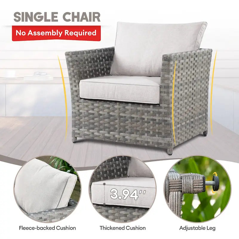 XIZZI Ensemble de meubles de jardin 10 pièces Fauteuil pivotant et basculant avec foyer