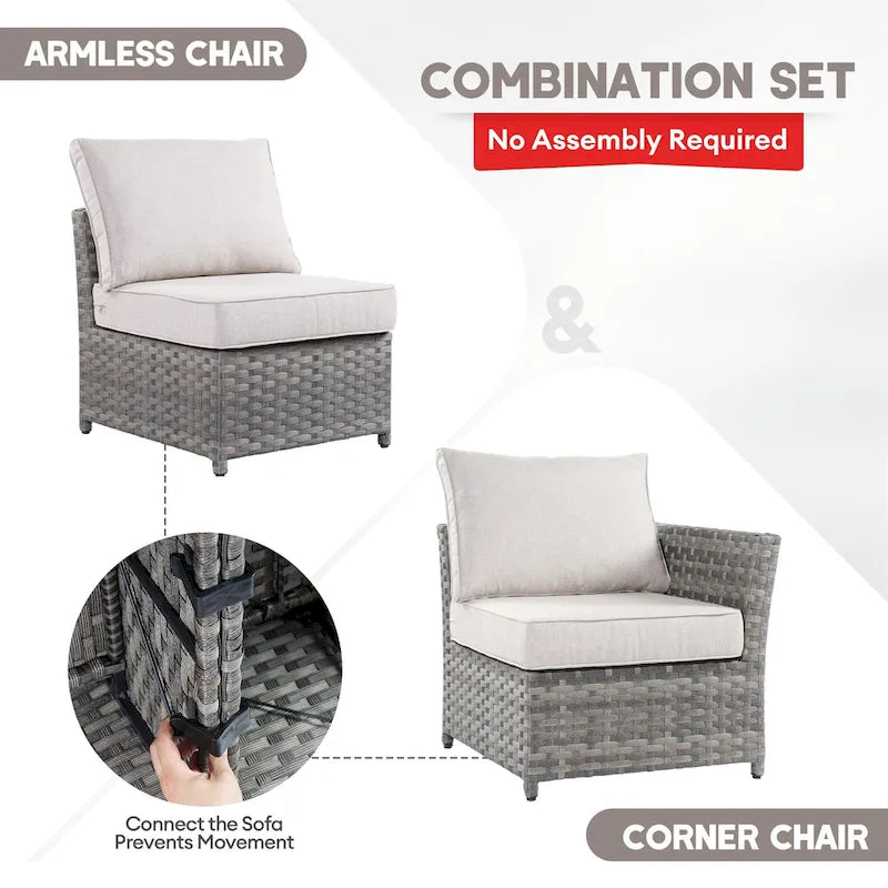 XIZZI Ensemble de meubles de jardin 10 pièces Fauteuil pivotant et basculant avec foyer