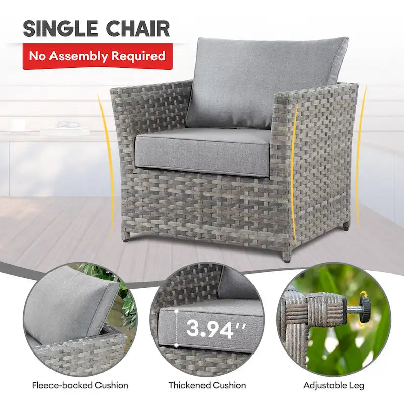 XIZZI Ensemble de meubles de jardin 10 pièces Fauteuil pivotant et basculant avec foyer
