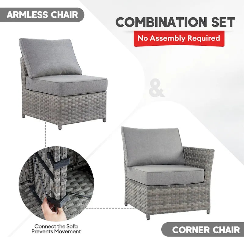 XIZZI Ensemble de meubles de jardin 10 pièces Fauteuil pivotant et basculant avec foyer