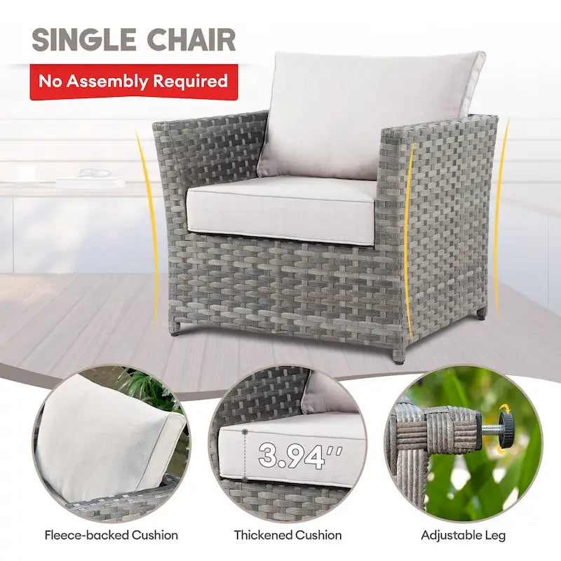 XIZZI Ensemble de meubles de jardin 10 pièces Fauteuil pivotant et basculant avec foyer