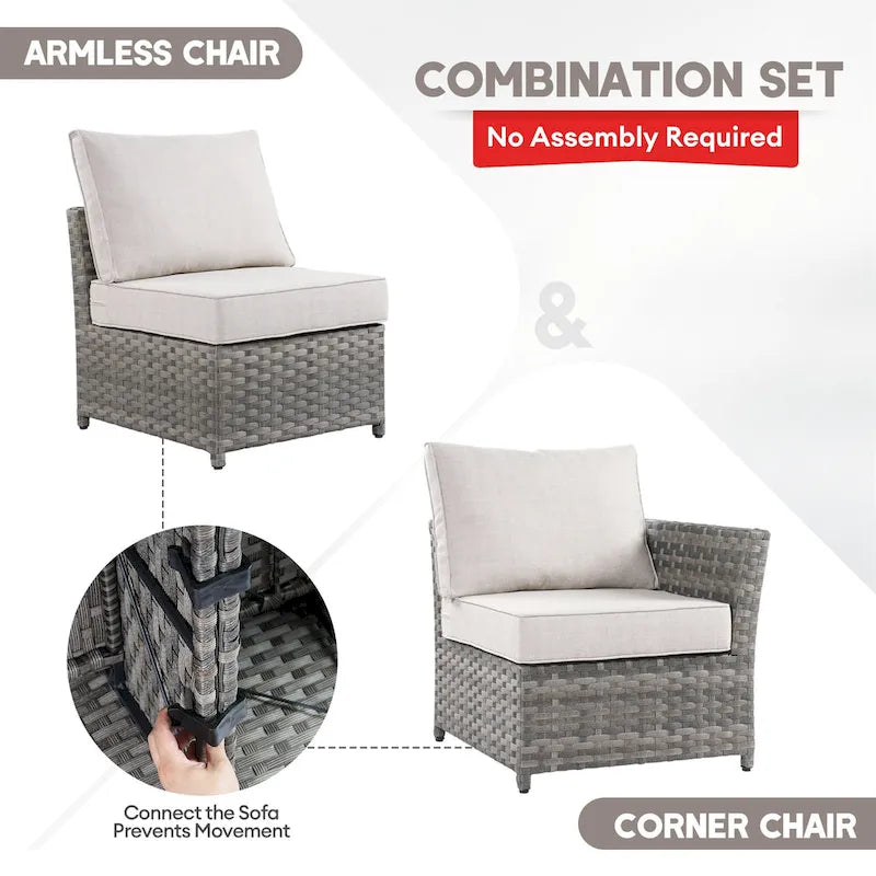 XIZZI Ensemble de meubles de jardin 10 pièces Fauteuil pivotant et basculant avec foyer