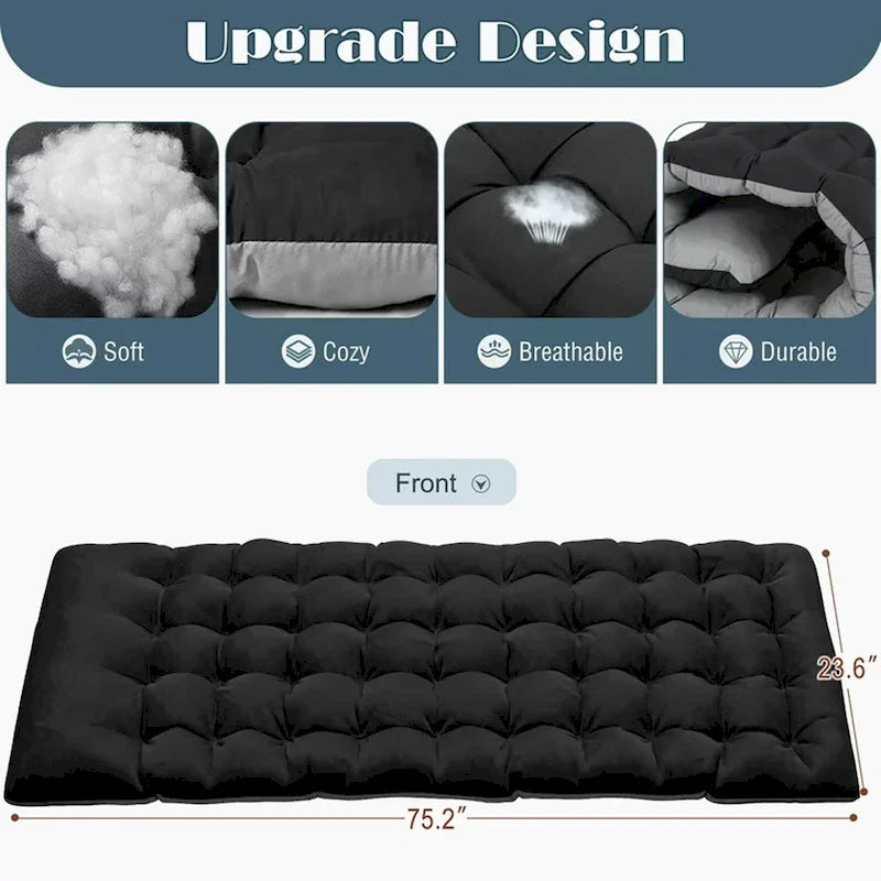 Lit de camp pliant portable avec matelas et oreiller, chaise longue de patio