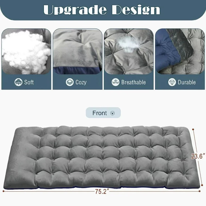 Lit de camp pliant portable avec matelas et oreiller, chaise longue de patio