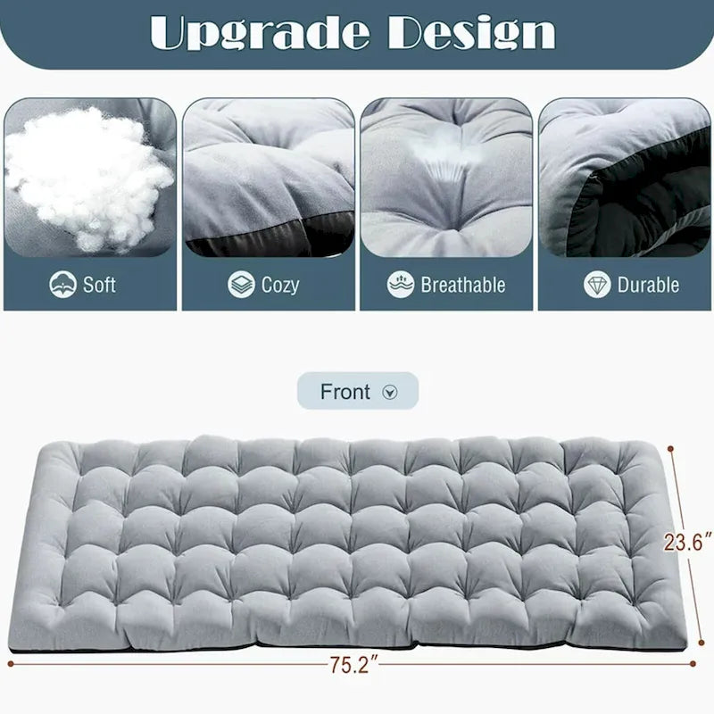 Lit de camp pliant portable avec matelas et oreiller, chaise longue de patio