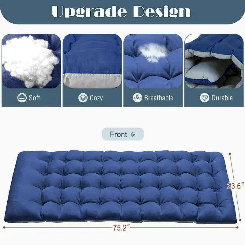 Lit de camp pliant portable avec matelas et oreiller, chaise longue de patio