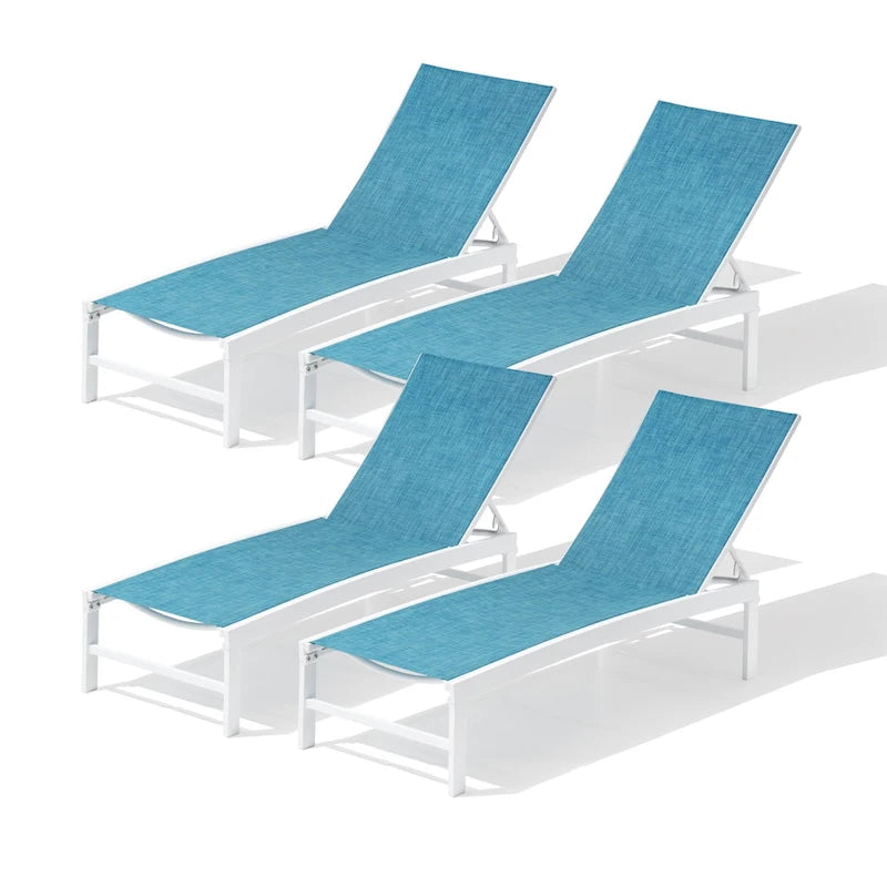 Pellebant Outdoor Adjustable Aluminum Chaise Lounge Chairs (Set of 4) - 23.43  W x 42.63 D x 13.15 H