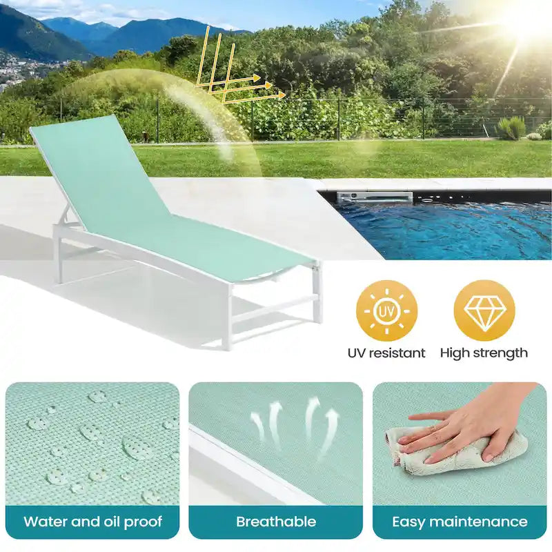 Chaises longues de jardin réglables en aluminium Pellebant (lot de 4) - 23,43 L x 42,63 P x 13,15 H