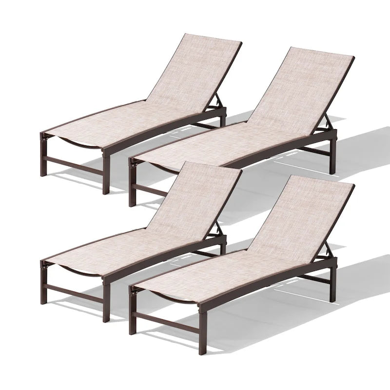 Chaises longues de jardin réglables en aluminium Pellebant (lot de 4) - 23,43 L x 42,63 P x 13,15 H