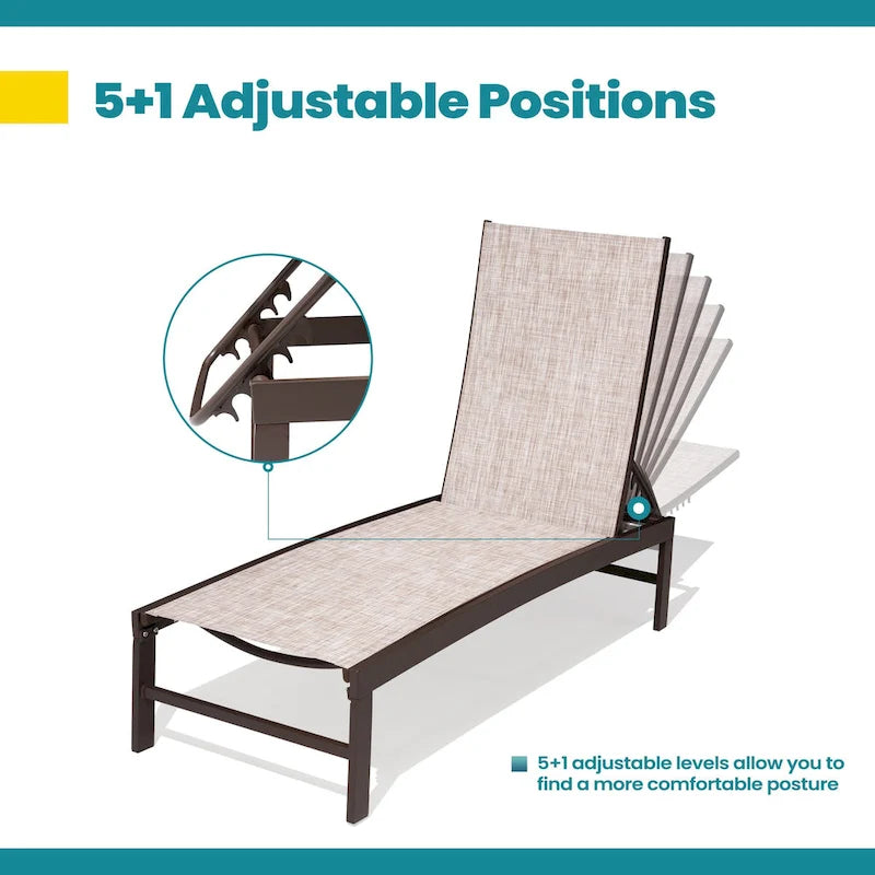 Chaises longues de jardin réglables en aluminium Pellebant (lot de 4) - 23,43 L x 42,63 P x 13,15 H