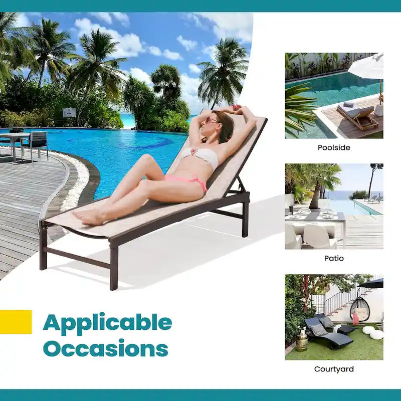 Chaises longues de jardin réglables en aluminium Pellebant (lot de 4) - 23,43 L x 42,63 P x 13,15 H