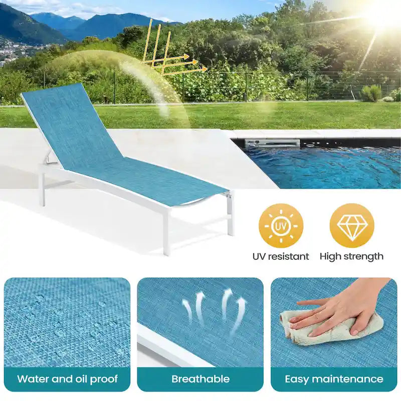 Chaises longues de jardin réglables en aluminium Pellebant (lot de 4) - 23,43 L x 42,63 P x 13,15 H