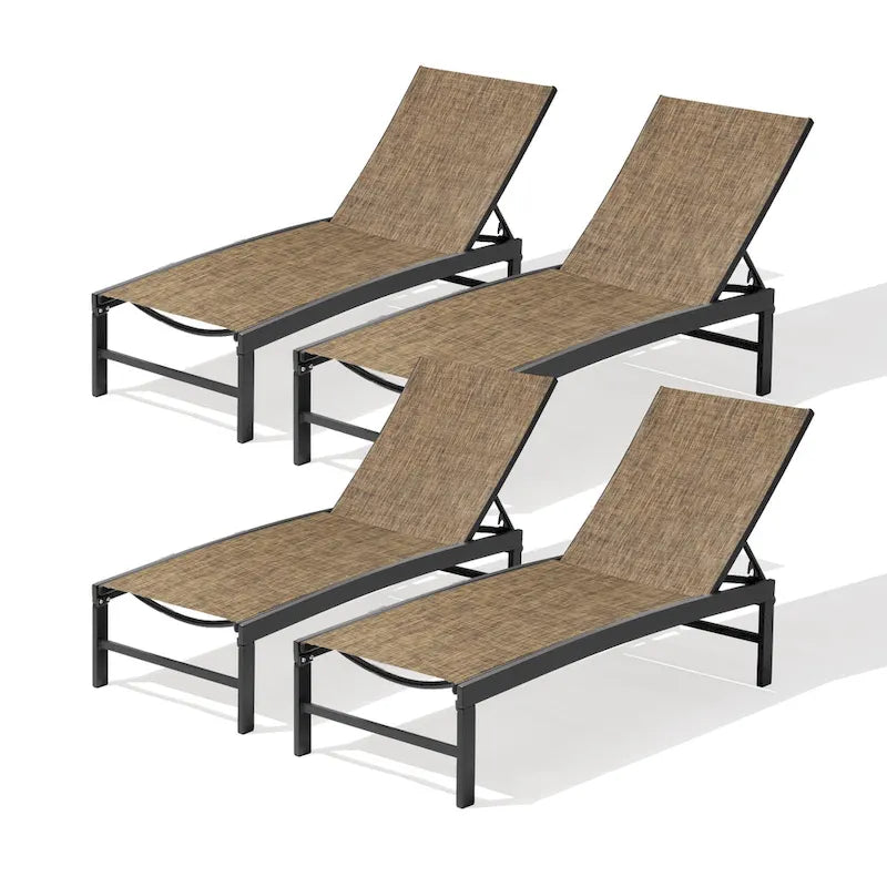 Chaises longues de jardin réglables en aluminium Pellebant (lot de 4) - 23,43 L x 42,63 P x 13,15 H