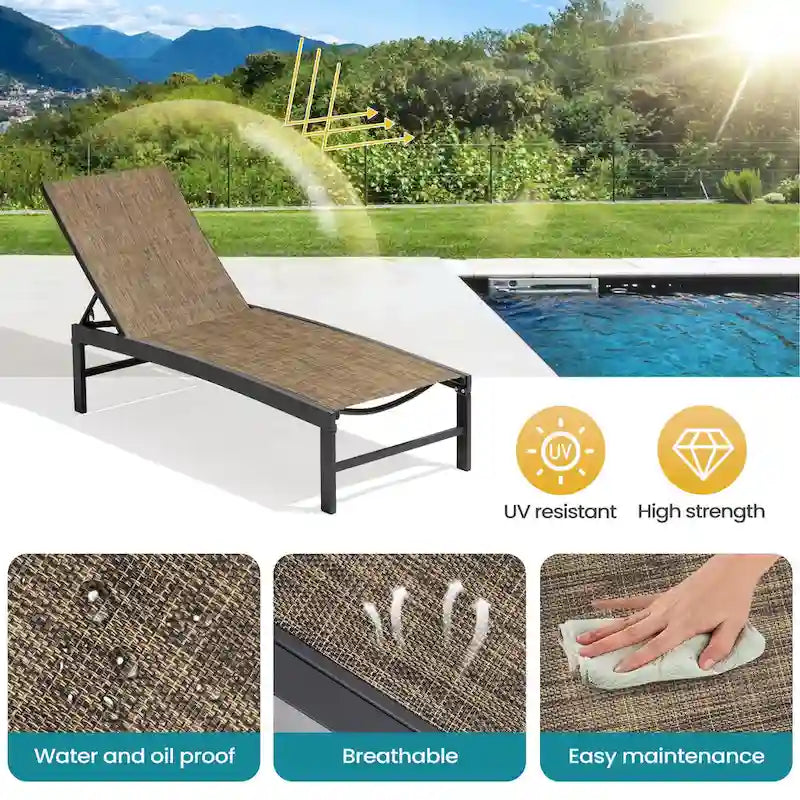 Chaises longues de jardin réglables en aluminium Pellebant (lot de 4) - 23,43 L x 42,63 P x 13,15 H