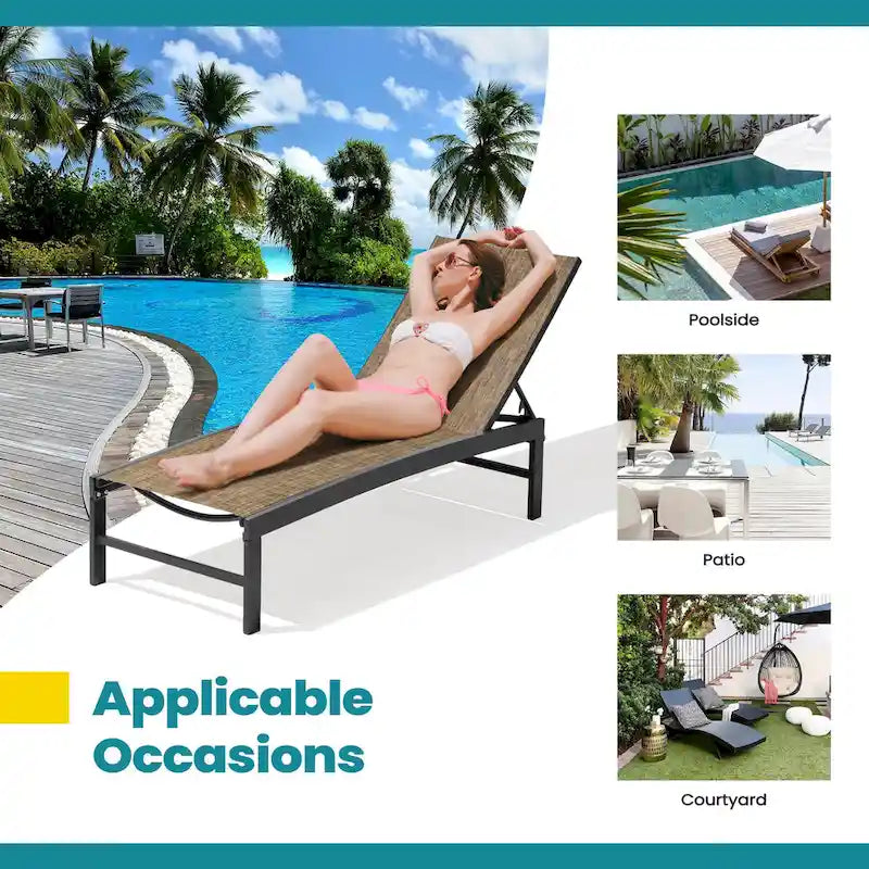 Chaises longues de jardin réglables en aluminium Pellebant (lot de 4) - 23,43 L x 42,63 P x 13,15 H