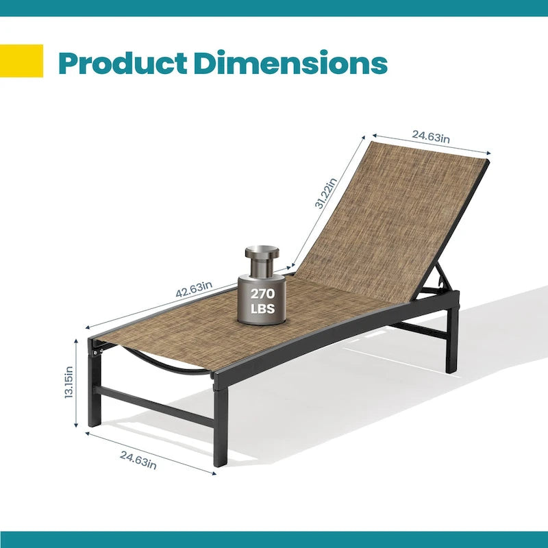 Chaises longues de jardin réglables en aluminium Pellebant (lot de 4) - 23,43 L x 42,63 P x 13,15 H