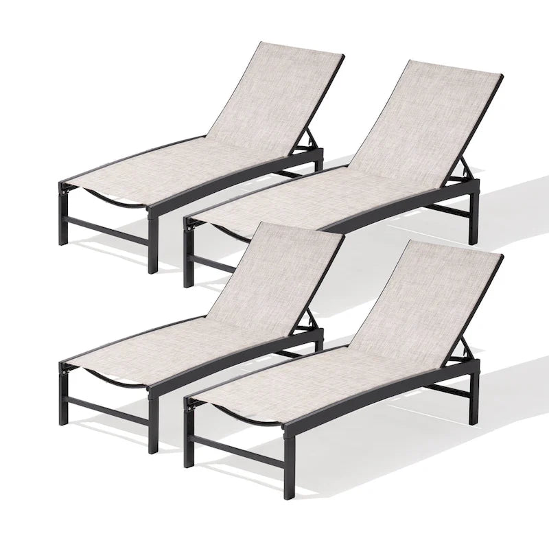 Chaises longues de jardin réglables en aluminium Pellebant (lot de 4) - 23,43 L x 42,63 P x 13,15 H