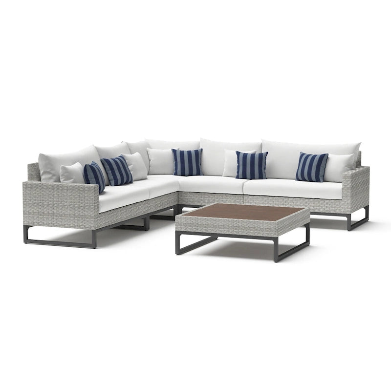 Canapé d'angle d'extérieur 6 pièces Milo Gray Sunbrella avec table