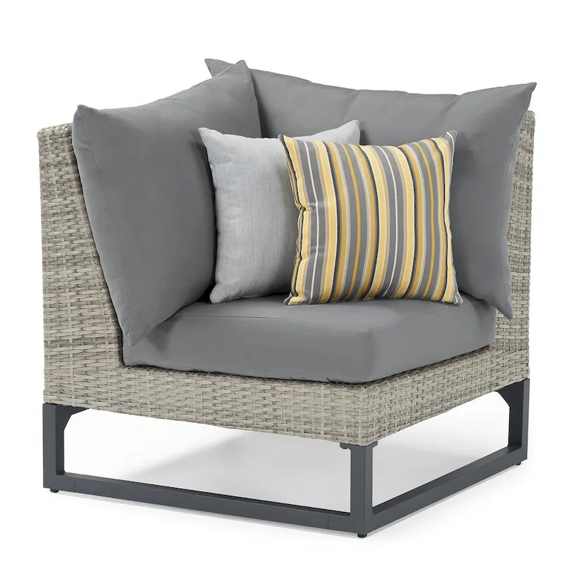 Canapé d'angle d'extérieur 6 pièces Milo Gray Sunbrella avec table