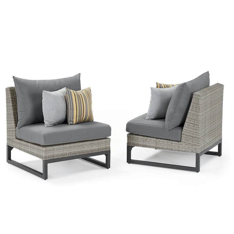 Canapé d'angle d'extérieur 6 pièces Milo Gray Sunbrella avec table