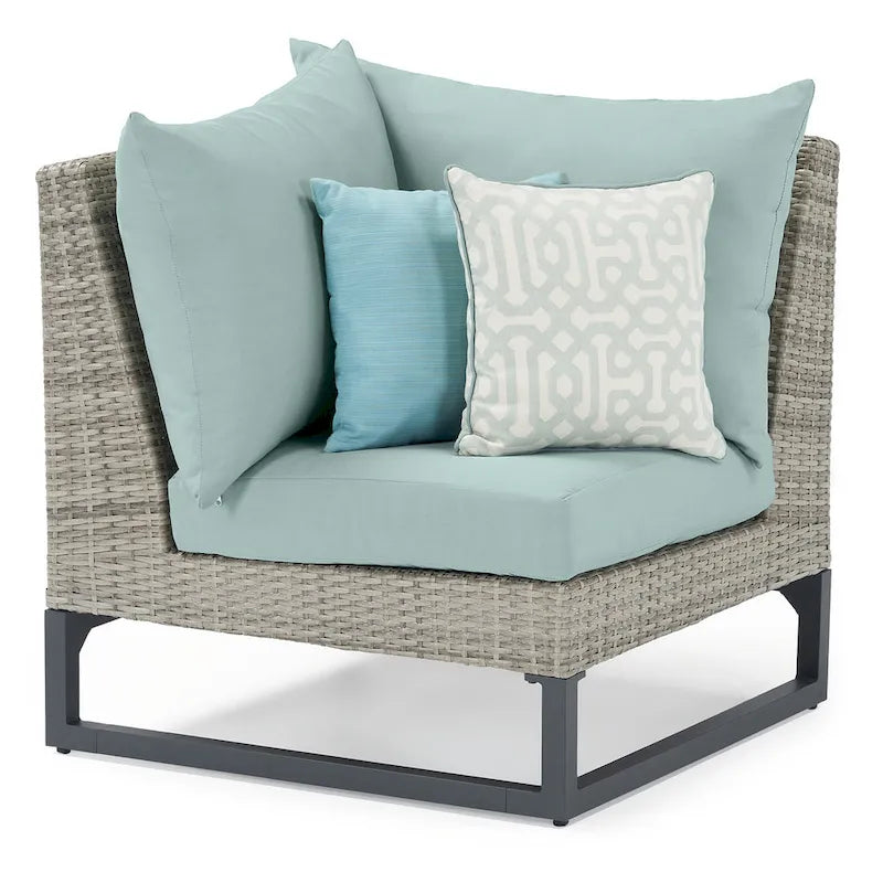 Canapé d'angle d'extérieur 6 pièces Milo Gray Sunbrella avec table