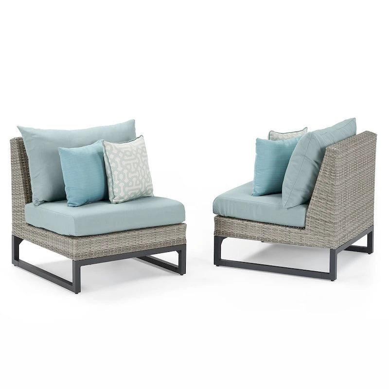 Canapé d'angle d'extérieur 6 pièces Milo Gray Sunbrella avec table
