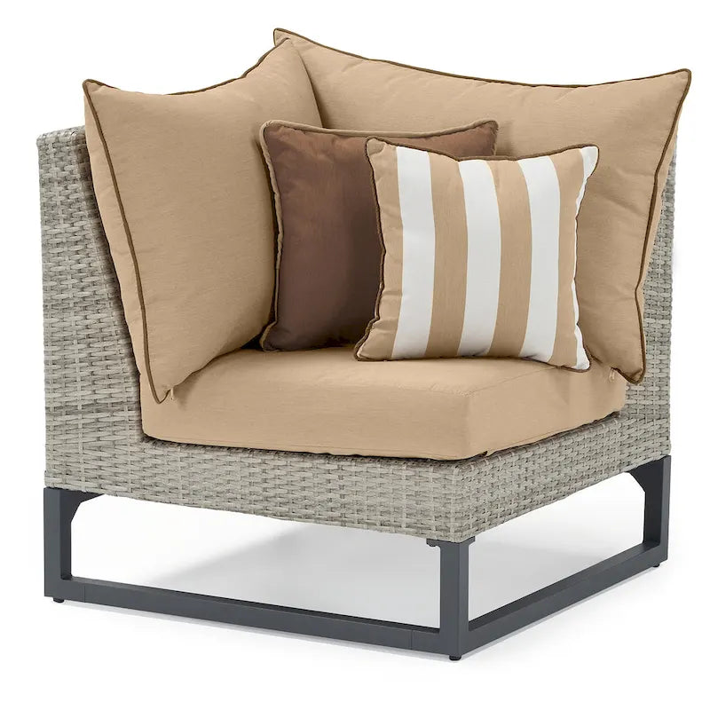 Canapé d'angle d'extérieur 6 pièces Milo Gray Sunbrella avec table