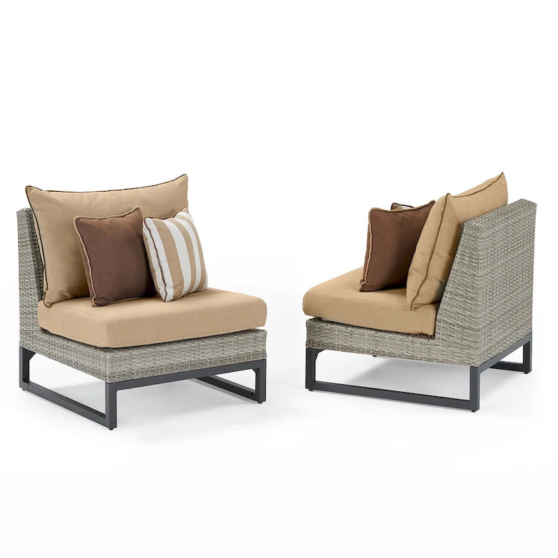 Canapé d'angle d'extérieur 6 pièces Milo Gray Sunbrella avec table