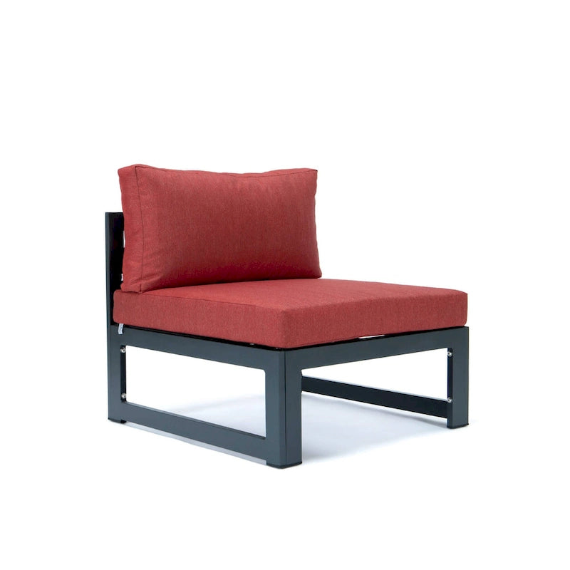 Canapé de jardin sectionnel sans accoudoirs 4 pièces LeisureMod Chelsea avec coussins pour terrasse, porche, jardin