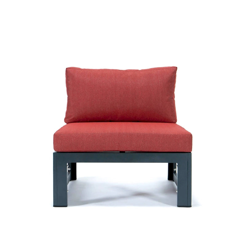 Canapé de jardin sectionnel sans accoudoirs 4 pièces LeisureMod Chelsea avec coussins pour terrasse, porche, jardin