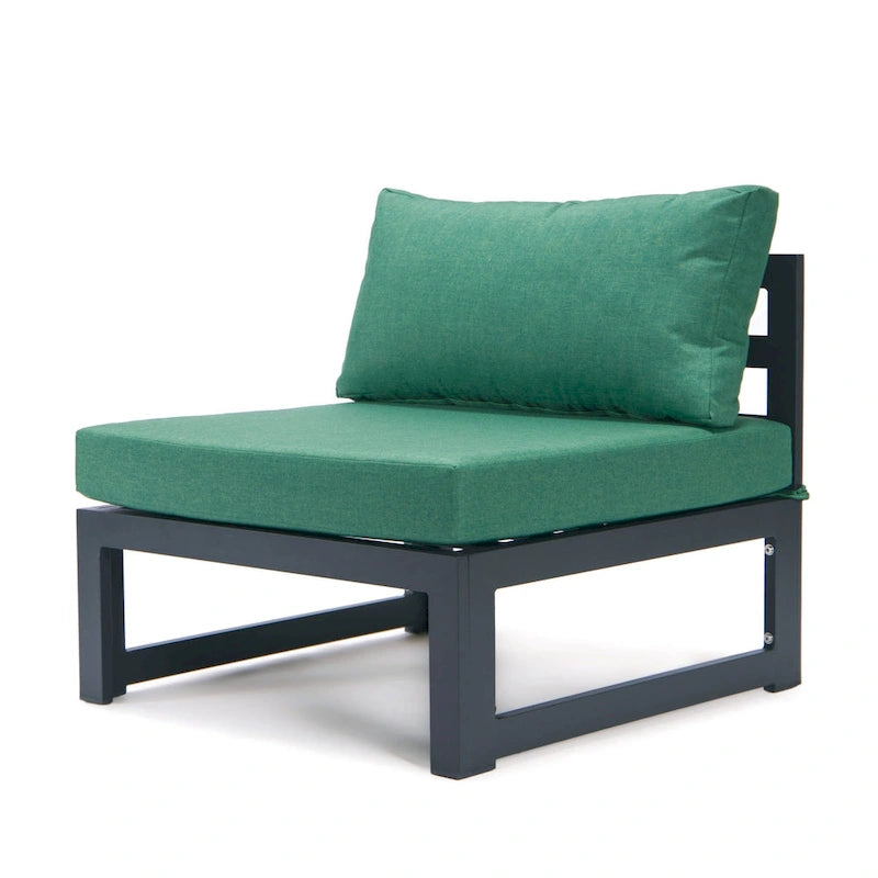 Canapé de jardin sectionnel sans accoudoirs 4 pièces LeisureMod Chelsea avec coussins pour terrasse, porche, jardin