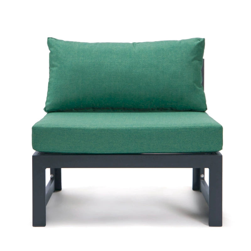 Canapé de jardin sectionnel sans accoudoirs 4 pièces LeisureMod Chelsea avec coussins pour terrasse, porche, jardin