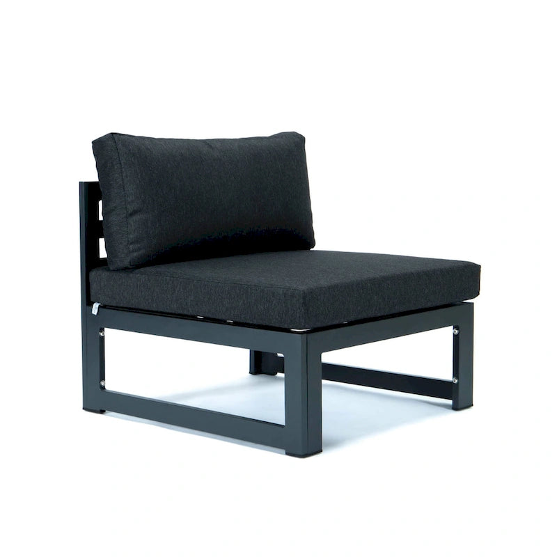 Canapé de jardin sectionnel sans accoudoirs 4 pièces LeisureMod Chelsea avec coussins pour terrasse, porche, jardin