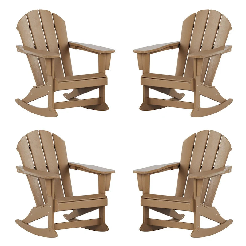 Fauteuil à bascule d'extérieur Polytrends Laguna en PEHD résistant aux intempéries (lot de 4)