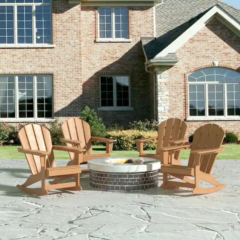 Fauteuil à bascule d'extérieur Polytrends Laguna en PEHD résistant aux intempéries (lot de 4)
