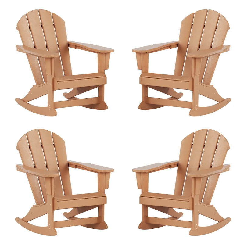 Fauteuil à bascule d'extérieur Polytrends Laguna en PEHD résistant aux intempéries (lot de 4)