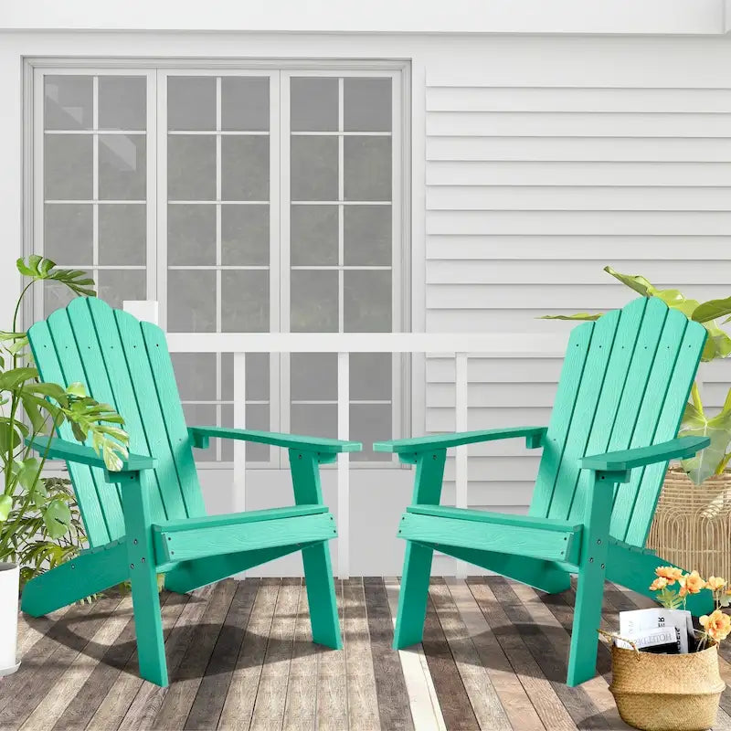 OVIOS Lot de 2 chaises de patio extérieures Adirondack en bois composite