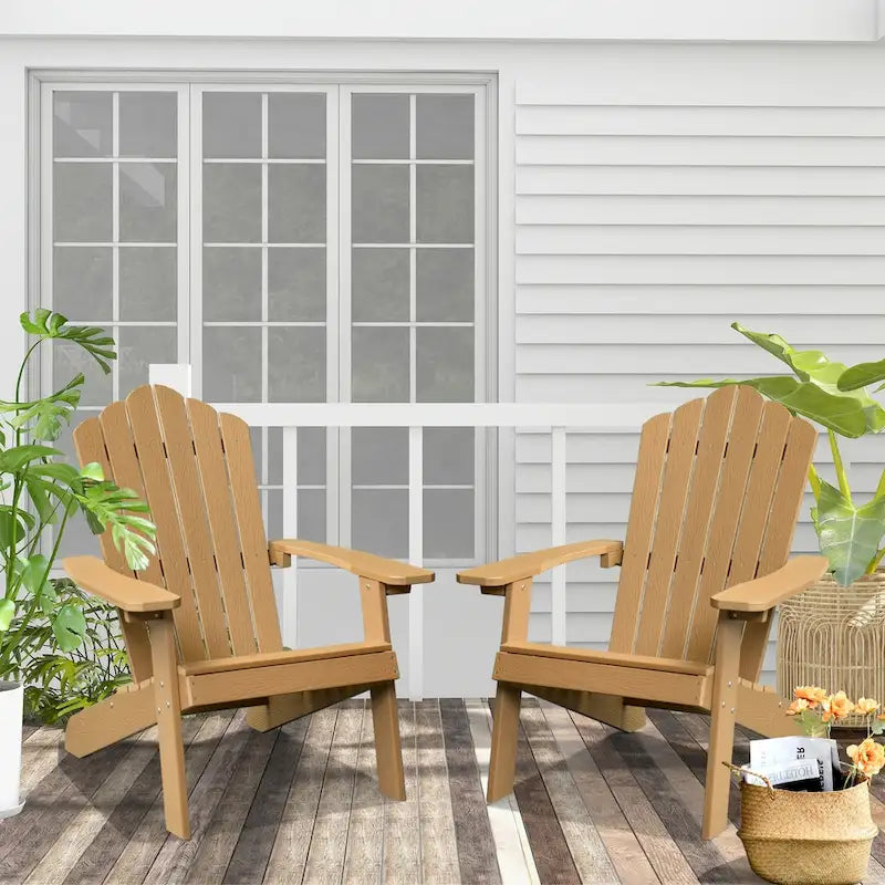 OVIOS Lot de 2 chaises de patio extérieures Adirondack en bois composite