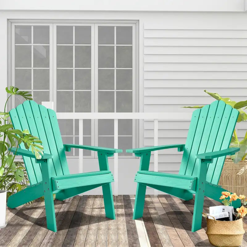OVIOS Lot de 2 chaises de patio extérieures Adirondack en bois composite