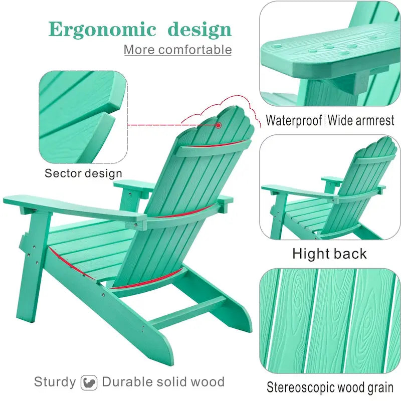 OVIOS Lot de 2 chaises de patio extérieures Adirondack en bois composite
