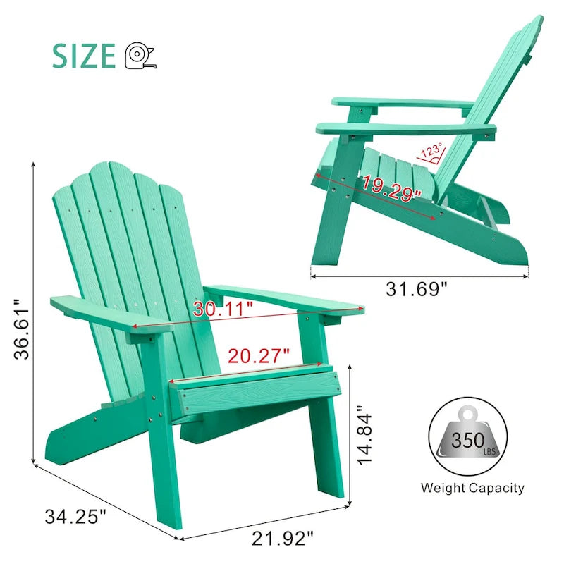 OVIOS Lot de 2 chaises de patio extérieures Adirondack en bois composite