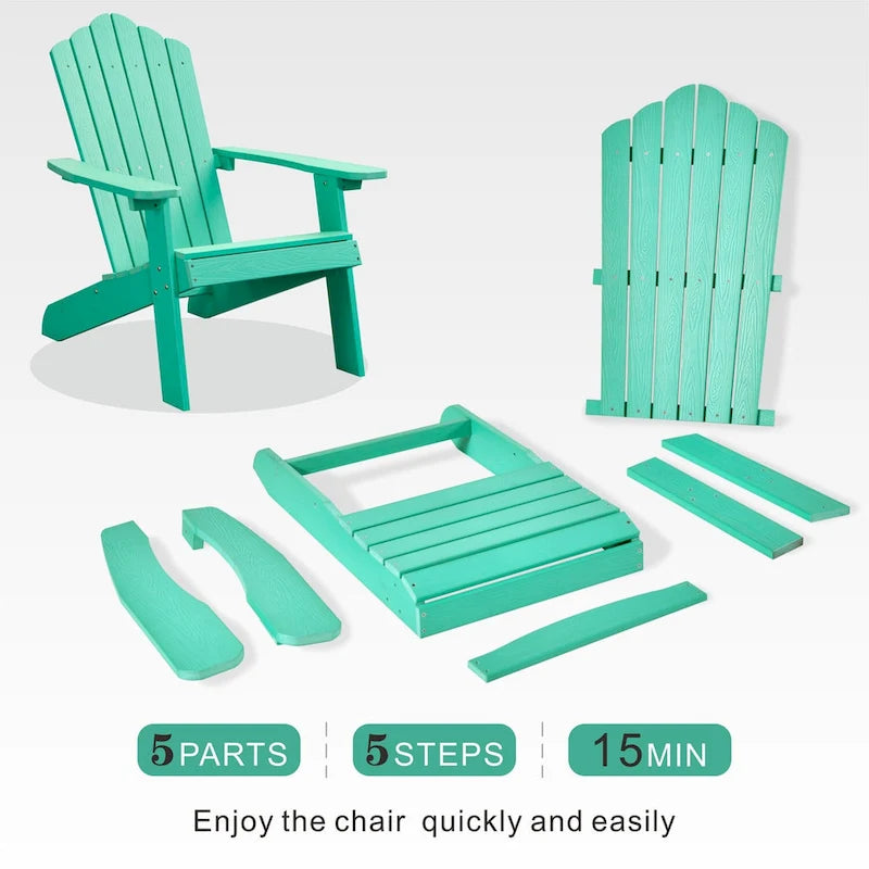 OVIOS Lot de 2 chaises de patio extérieures Adirondack en bois composite