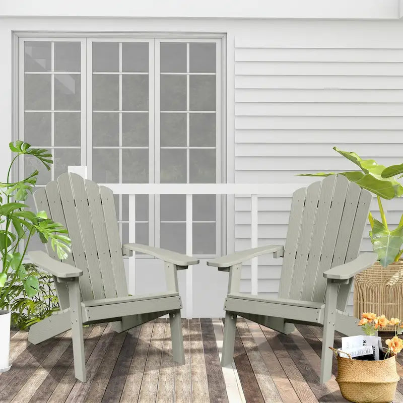 OVIOS Lot de 2 chaises de patio extérieures Adirondack en bois composite