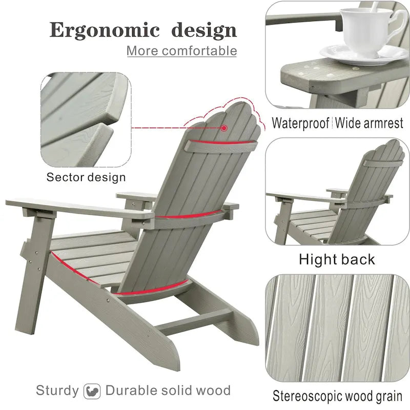 OVIOS Lot de 2 chaises de patio extérieures Adirondack en bois composite