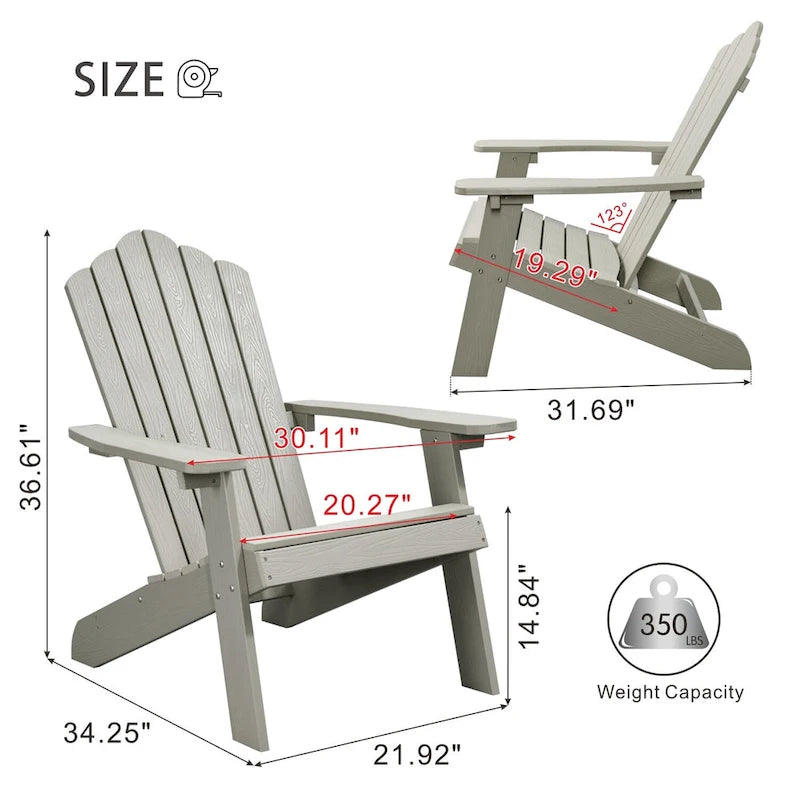 OVIOS Lot de 2 chaises de patio extérieures Adirondack en bois composite