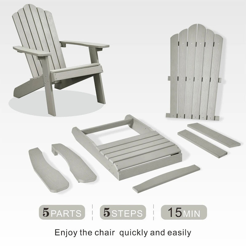 OVIOS Lot de 2 chaises de patio extérieures Adirondack en bois composite