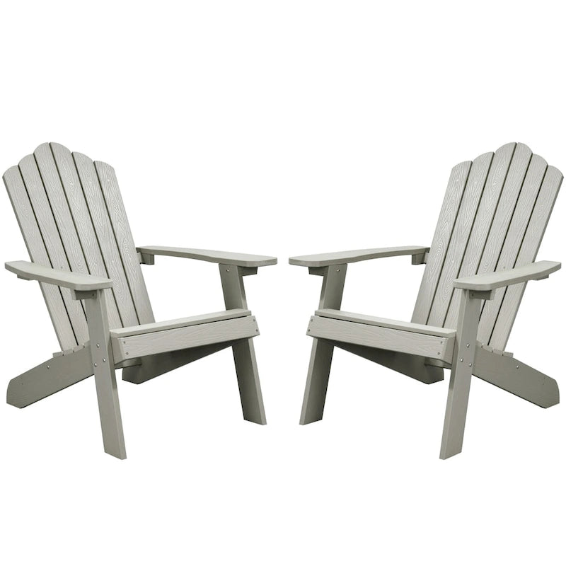 OVIOS Lot de 2 chaises de patio extérieures Adirondack en bois composite